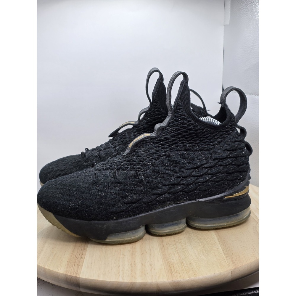Womens Size 8 -Nike LeBron 15 XV Black Gold Metallic Basketball Shoes 922811-006